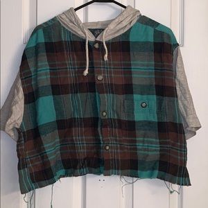 Cropped Flannel Tee